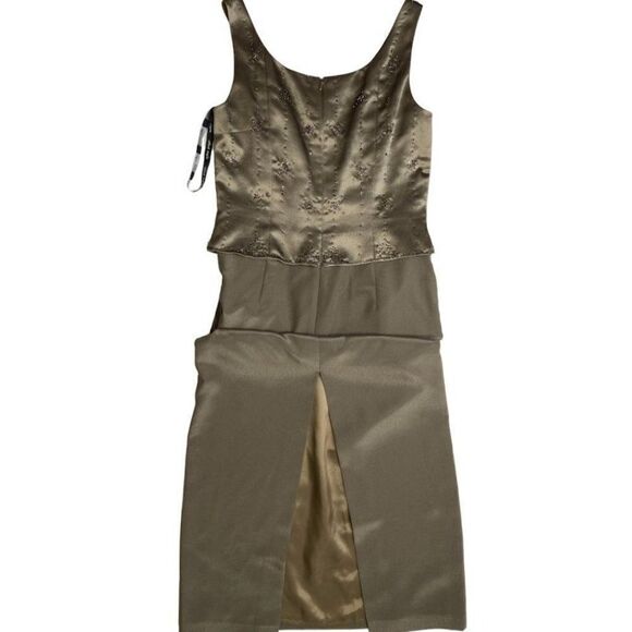 ALFRED ANGELO 2Pc Green Brown Beaded Jacket & Dress Sz 8 Formal MOB NEW - Picture 9 of 12